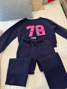 Girls' Navy Sweatshirt & Joggers Set with Pink Cherry '78'